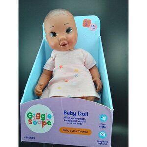 Gigglescape 14” Baby Doll With Pacifier Outfit Headband & Thumb-Sucking Feature